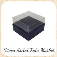 9x9x4 Altı Lacivert Karton Üstü Asetat Kutu
