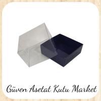 9x9x4 Altı Lacivert Karton Üstü Asetat Kutu