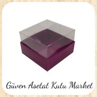 9x9x4 Altı Mor Karton Üstü Asetat Kutu
