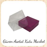 9x9x4 Altı Mor Karton Üstü Asetat Kutu