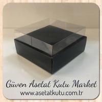 9x9x4 Altı Siyah Karton Üstü Asetat Kutu