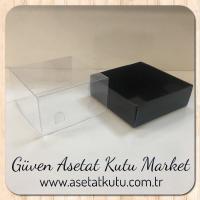 9x9x4 Altı Siyah Karton Üstü Asetat Kutu