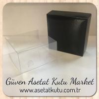 9x9x4 Altı Siyah Karton Üstü Asetat Kutu