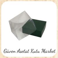 9x9x4 Altı Yeşil Karton Üstü Asetat Kutu