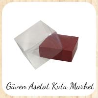 9x9x5 Altı Bordo Karton Üstü Asetat Kutu