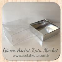 9x9x5 Altı Gümüş Metalize Karton Üstü Asetat Kutu