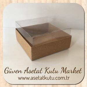 9x9x5 Altı Koyu Kraft Karton Üstü Asetat Kutu