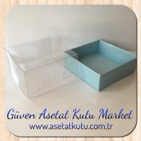 9x9x5 Altı Mavi Karton Üstü Asetat Kutu