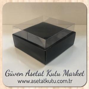 9x9x5 Altı Siyah Karton Üstü Asetat Kutu