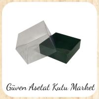 9x9x5 Altı Yeşil Karton Üstü Asetat Kutu