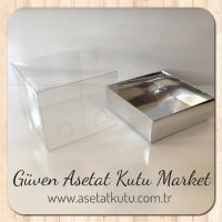 9x9x7 Altı Gümüş Metalize Karton Üstü Asetat Kutu