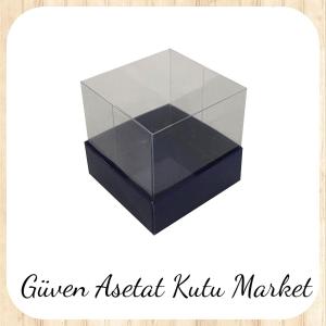 9x9x7 Altı Lacivert Karton Üstü Asetat Kutu