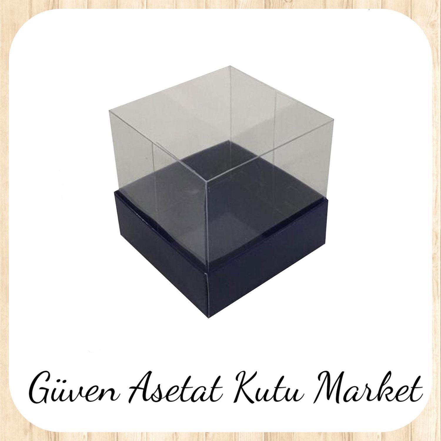 9x9x7 Altı Lacivert Karton Üstü Asetat Kutu