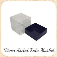 9x9x7 Altı Lacivert Karton Üstü Asetat Kutu