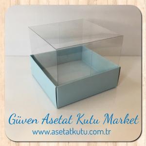 9x9x7 Altı Mavi Karton Üstü Asetat Kutu