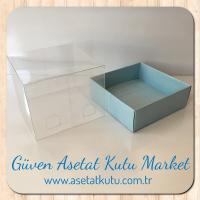 9x9x7 Altı Mavi Karton Üstü Asetat Kutu