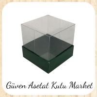 9x9x7 Altı Yeşil Karton Üstü Asetat Kutu