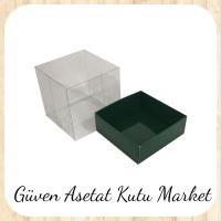 9x9x7 Altı Yeşil Karton Üstü Asetat Kutu