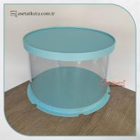 Çap 28 x Yükseklik 18 Mavi Silindir Asetat Kutu (HM59)