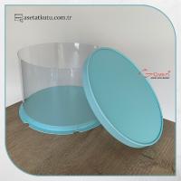 Çap 28 x Yükseklik 18 Mavi Silindir Asetat Kutu (HM59)