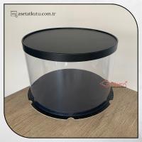 Çap 28 x Yükseklik 18 Siyah Silindir Asetat Kutu (HM59)