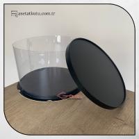 Çap 28 x Yükseklik 18 Siyah Silindir Asetat Kutu (HM59)