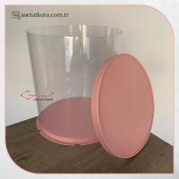 Çap 28 x Yükseklik 34 Pembe Silindir Asetat Kutu (HM61)