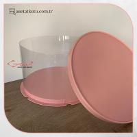 Çap 31 x Yükseklik 18 Pembe Silindir Asetat Kutu (HM62)