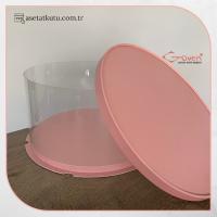 Çap 35 x Yükseklik 18 Pembe Silindir Asetat Kutu (HM65)