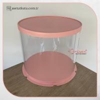 Çap 35 x Yükseklik 29 Pembe Silindir Asetat Kutu (HM66)