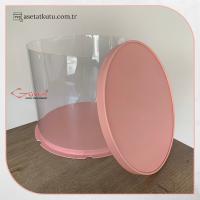Çap 35 x Yükseklik 29 Pembe Silindir Asetat Kutu (HM66)
