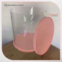 Çap 35 x Yükseklik 37 Pembe Silindir Asetat Kutu (HM67)