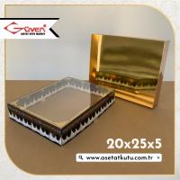 20x25x5 Kabe Örtüsü Desenli, Gold Metalize Karton Tabanlı Kutu