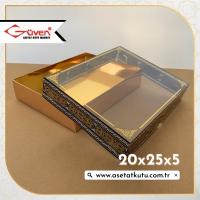20x25x5 Kabe Yazısı Desenli, Gold Metalize Karton Tabanlı Kutu