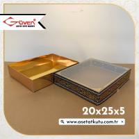 20x25x5 Kabe Yazısı Desenli, Gold Metalize Karton Tabanlı Kutu