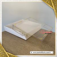 25x25x5 Gold Saray Desenli, Beyaz Karton Tabanlı Kutu