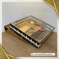 25x25x5 Kabe Örtüsü Desenli, Gold Metalize Karton Tabanlı Kutu